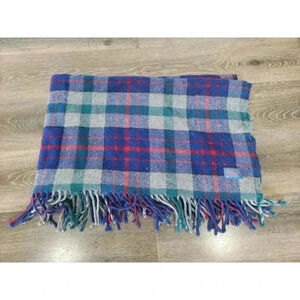 Vintage Pendleton Stadium Wool Plaid Blanket 64 x 51" Red‎ Blue Green #2